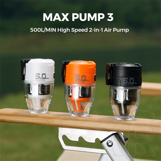Flextail MAX Pump 3 Hordozható elektromos pumpa LED lámpával (7,215Wh, 500L/perc, narancssárga)