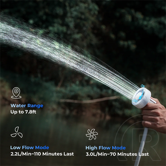 Flextail MAX Shower Hordozható, újratölthető kültéri zuhany, 3,0L/perc vízáramlással
