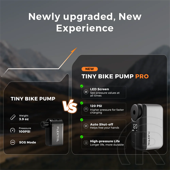 Flextail Tiny Bike Pump Pro Hordozható elektromos kerékpárpumpa LED kijelzővel (450mAh, 120 PSI)