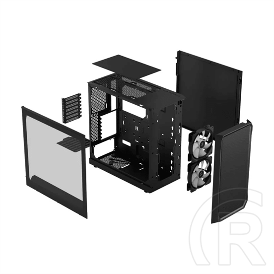 Fractal Design Focus 2 Black TG Clear Tint (MicroATX, Ablakos, fekete)