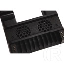 Froggiex PS4 konzol hűtő és töltőállomás (PS4/PS4 Slim/PS4 Pro kompatibilis, 2 kontroller töltésére, USB 5V/2A táp, 10 l