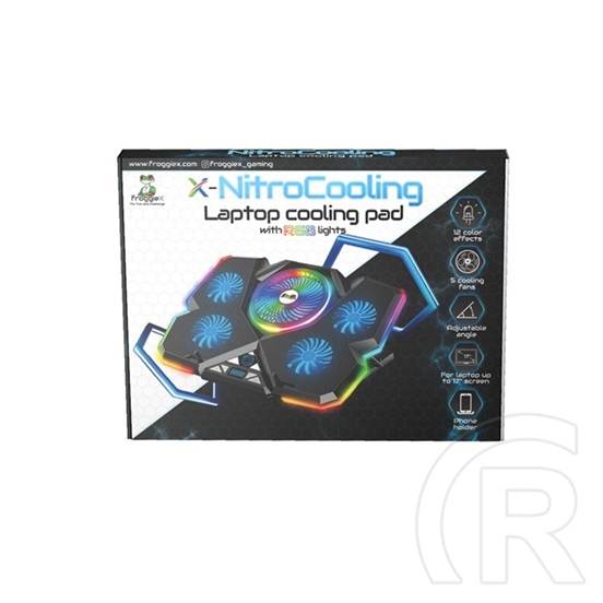 Froggiex notebook hűtőpad és telefontartó (NitroCooling, FX-PC-P1-BL)