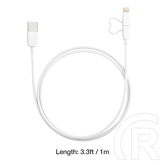 GGMM USB - mikro-USB + Lightning USB kábel (fehér)