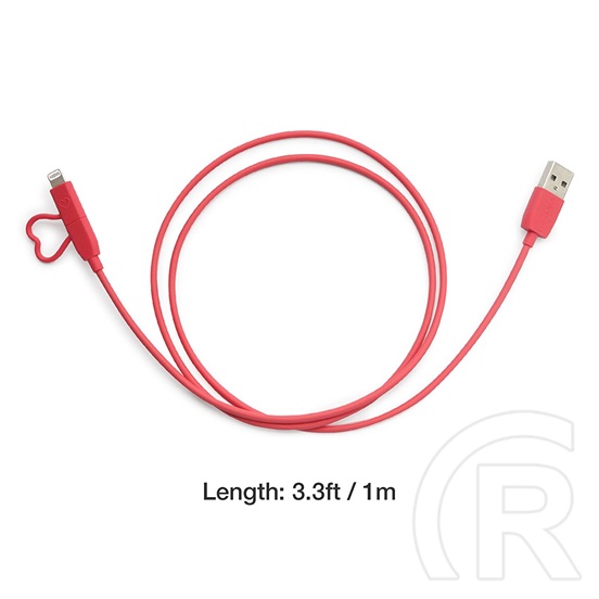 GGMM USB - mikro-USB + Lightning USB kábel (rózsaszín)