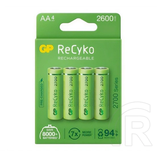 GP recyko elem (aa, 1.2v, 2600mah ni-mh, újratölthető) 4db/csomag