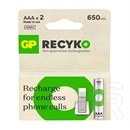 GP recyko elem (aaa, 1.2v, 650mah ni-mh, újratölthető) 2db/csomag
