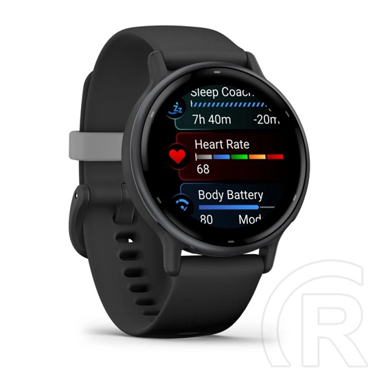 Garmin Vivoactive 5 Metallic okosóra (Metallic Black Aluminium Bezel with Black Case and Silicone)