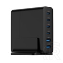 Gembird GaN hálózati töltő (2xUSB-A + 4xUSB-C aljzat, 75W, fekete)