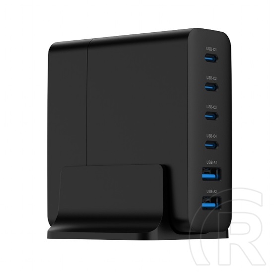 Gembird GaN hálózati töltő (2xUSB-A + 4xUSB-C aljzat, 75W, fekete)