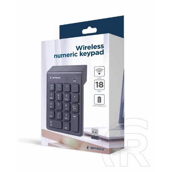 Gembird KPD-W-02 wireless numpad (USB, fekete)