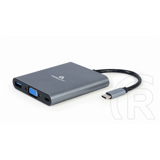Gembird adapter USB-C HUB 6in1 (HDMI, VGA, USB, memóriakártya olvasó)