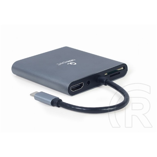 Gembird adapter USB-C HUB 6in1 (HDMI, VGA, USB, memóriakártya olvasó)