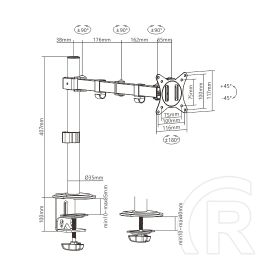 Gembird asztali monitor állvány (17"-32")