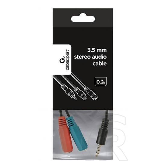 Gembird audio kábel 3,5 mm 4 pólusú sztereó dugó (M) - 2x(F)