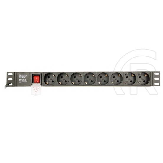 Gembird rack-mount PDU, 8 SCHUKO, 1 C14, 1U, 16A, 3m