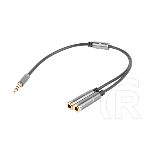 Genesis A20 audió kábel 3,5 mm 4 pin jack apa - 2x3,5 mm 3 pin jack anya