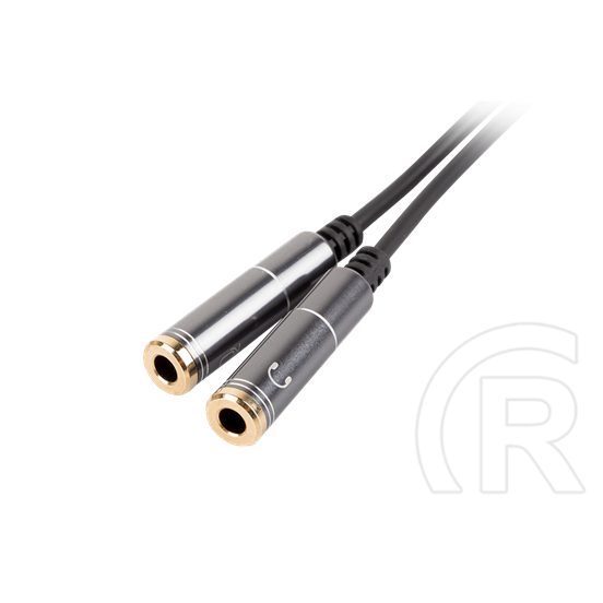 Genesis A20 audió kábel 3,5 mm 4 pin jack apa - 2x3,5 mm 3 pin jack anya