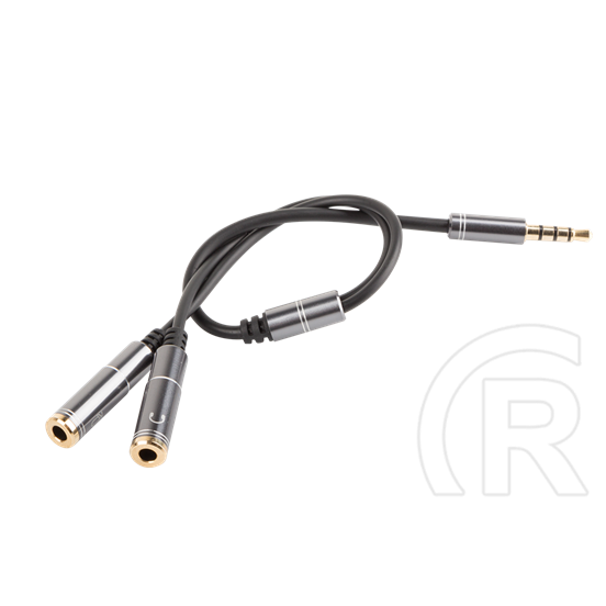 Genesis A20 audió kábel 3,5 mm 4 pin jack apa - 2x3,5 mm 3 pin jack anya