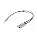 Genesis A20 audió kábel 3,5 mm 4 pin jack apa - 2x3,5 mm 3 pin jack anya