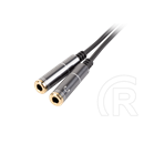 Genesis A20 audió kábel 3,5 mm 4 pin jack apa - 2x3,5 mm 3 pin jack anya