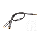 Genesis A20 audió kábel 3,5 mm 4 pin jack apa - 2x3,5 mm 3 pin jack anya
