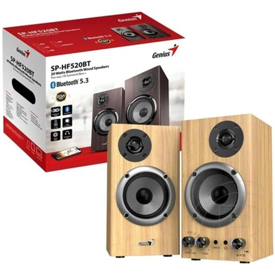 Genius SP-HF520BT 2.0 hangszóró (3,5mm jack, 20w, 40-20000Hz, fa színű)