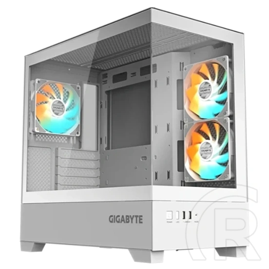 Gigabyte C201PI (midi torony, mini-ITX/mATX, tápegység nélkül, üvegfalú, fehér)