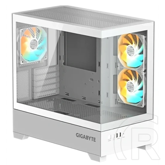 Gigabyte C201PI (midi torony, mini-ITX/mATX, tápegység nélkül, üvegfalú, fehér)