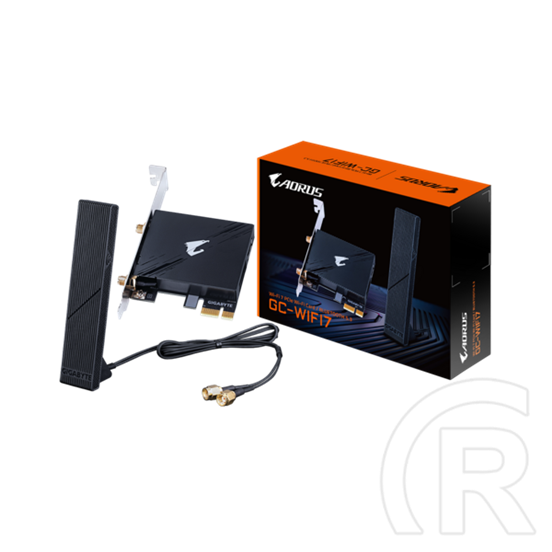 Gigabyte GC-WIFI7 BE5800 Wireless Wi-Fi 7 hálózati kártya (PCIe x1, tri sávos 2,4/5/6 GHz, 5800 Mbit/s, 2x2, Bluetooth 5