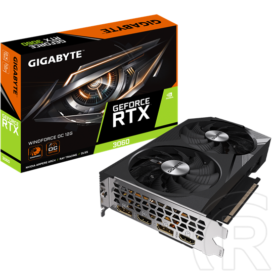 Gigabyte GeForce RTX 3060 WindForce2 OC VGA (PCIe 4.0, 12 GB GDDR6, 192 bit, 2xDP+2xHDMI, aktív hűtő)