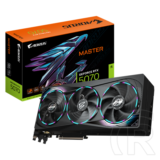 Gigabyte GeForce RTX 5070 AORUS MASTER VGA (PCIe 5.0, 16 GB GDDR7, 192 bit, 3xDP+HDMI)