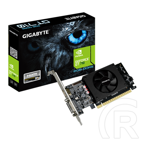 Gigabyte Geforce GT 710 VGA (PCIe 2.0, 2 GB DDR5, 64 Bit, HDMI+DVI-I, aktív hűtő)