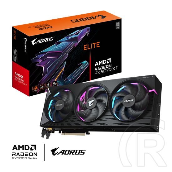 Gigabyte Radeon RX 9070 XT AORUS ELITE VGA (PCIe 5.0, 16 GB GDDR6, 256 bit, 2xDP+2xHDMI)