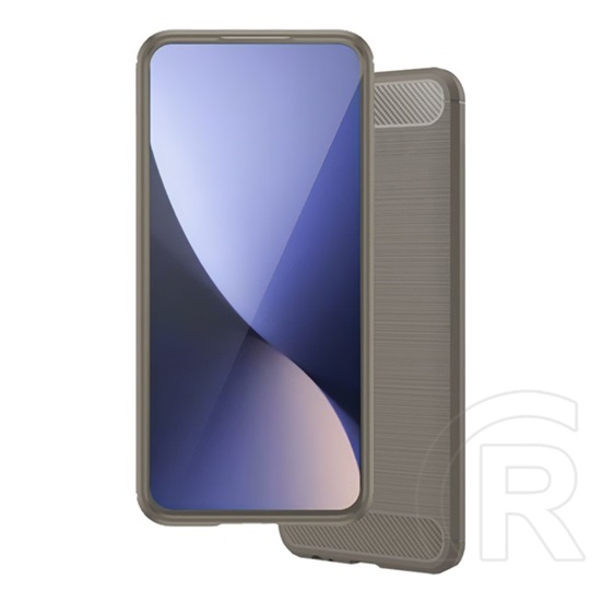 GigapackSamsung Galaxy A7 (2018) Szilikon telefonvédő  (légpárnás sarok, szálcsiszolt, karbon minta, szürke)