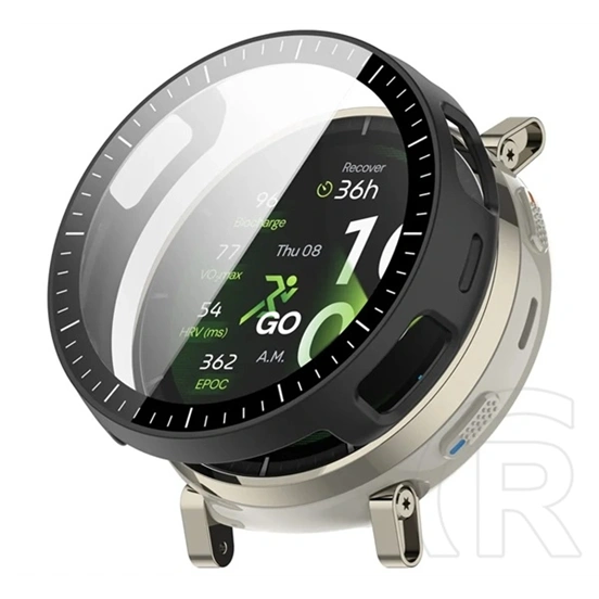 Gigapack Amazfit Active 3 Premium műanyag keret (bumper, ütésállóság + kijelzővédő üveg) fekete