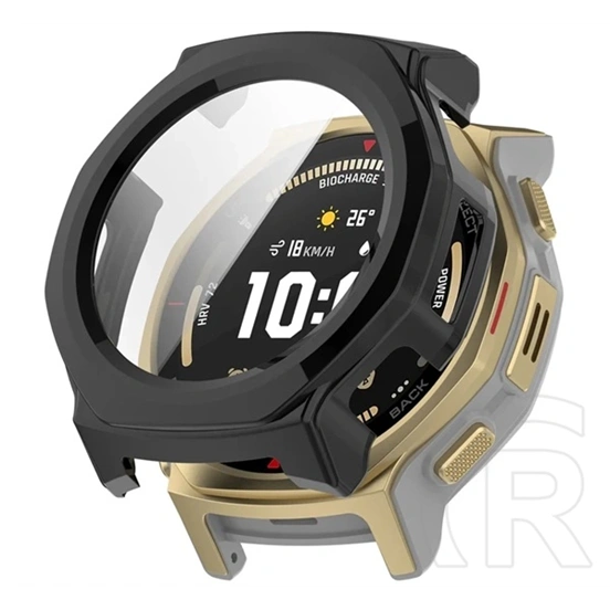 Gigapack Amazfit T-Rex 3 Pro 44mm műanyag keret (bumper, ütésállóság + kijelzővédő üveg) fekete