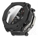 Gigapack Amazfit T-Rex Ultra 2 műanyag keret (bumper, ütésállóság + kijelzővédő üveg) fekete