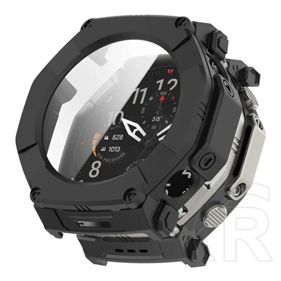 Gigapack Amazfit T-Rex Ultra 2 műanyag keret (bumper, ütésállóság + kijelzővédő üveg) fekete