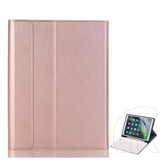 Gigapack Apple IPAD 10.2 (2021) tok álló (Flip, bluetooth billentyűzet, angol nyelvű, érintőceruza tartó) rozéarany