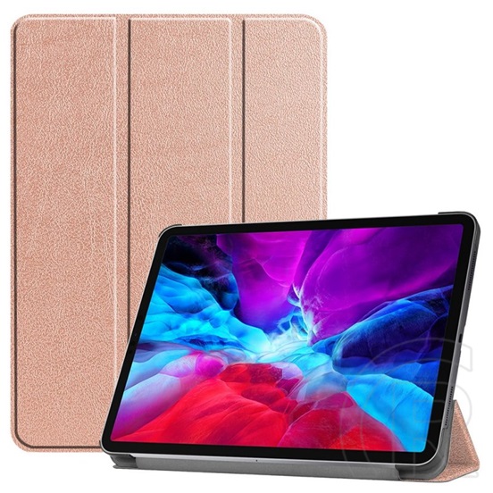 Gigapack Apple IPAD Pro 12.9 (2020) tok álló (aktív Flip, oldalra nyíló, TRIFOLD asztali tartó funkció) rozéarany
