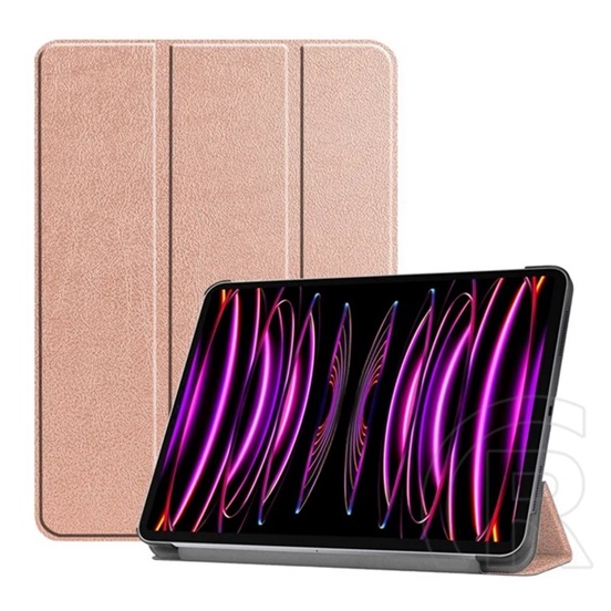 Gigapack Apple Ipad Air 13 (2024) tok álló, bőr hatású (aktív flip, oldalra nyíló, trifold, asztali tartó) rozéarany
