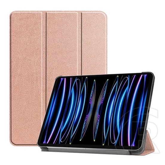 Gigapack Apple Ipad Pro 11 (2024) tok álló, bőr hatású (aktív flip, oldalra nyíló, trifold, asztali tartó) rozéarany