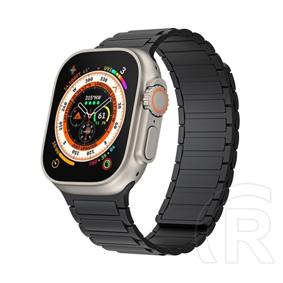Gigapack Apple Watch Series 10 42mm  pótszíj (egyedi méret, kicsi, szilikon, 3d, mágneses) fekete