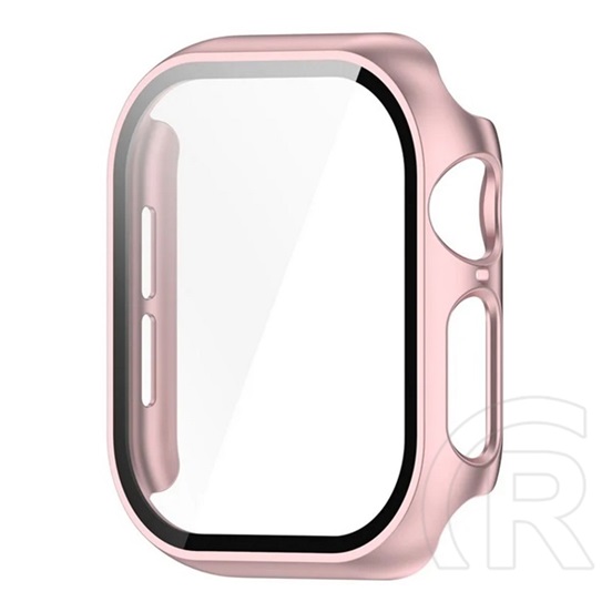Gigapack Apple Watch Series 10 46mm műanyag keret (bumper, ütésállóság + kijelzővédő üveg) rozéarany