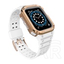 Gigapack Apple Watch Series 9 41mm pótszíj (egyedi méret, , közepesen ütésálló, állítható +  keret) fehér / rozéarany