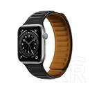 Gigapack Apple Watch Series 9 41mm pótszíj (egyedi méret, szilikon, bőr hatású, 3d minta, mágneses zár) fekete