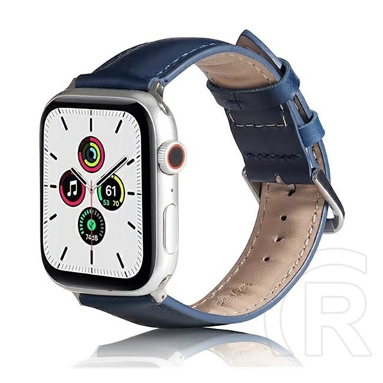 Gigapack Apple Watch Series 9 41mm pótszíj (egyedi méret, szilikon, bőr hatású, állítható) sötétkék