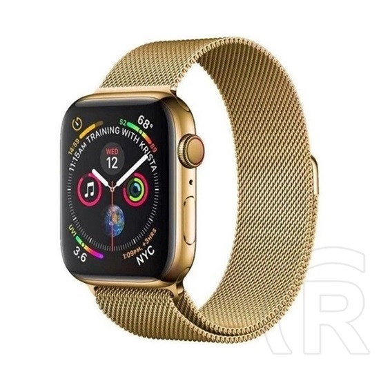 Gigapack Apple Watch Series 9 45mm pótszíj (egyedi méret, fém, milánói szíj, mágneses zár) arany