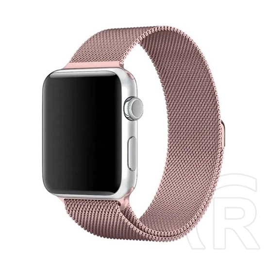 Gigapack Apple Watch Series 9 45mm pótszíj (egyedi méret, fém, milánói szíj, mágneses zár) rózsaszín