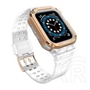 Gigapack Apple Watch Series 9 45mm pótszíj (egyedi méret, , közepesen ütésálló, állítható +  keret) fehér / rozéarany